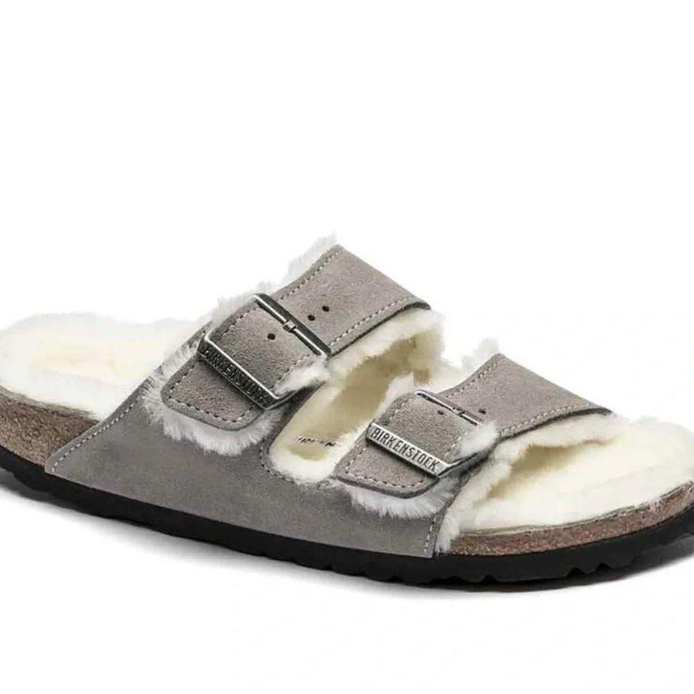 Birkenstock shearling grey Arizona sandals - Picture 1 of 4